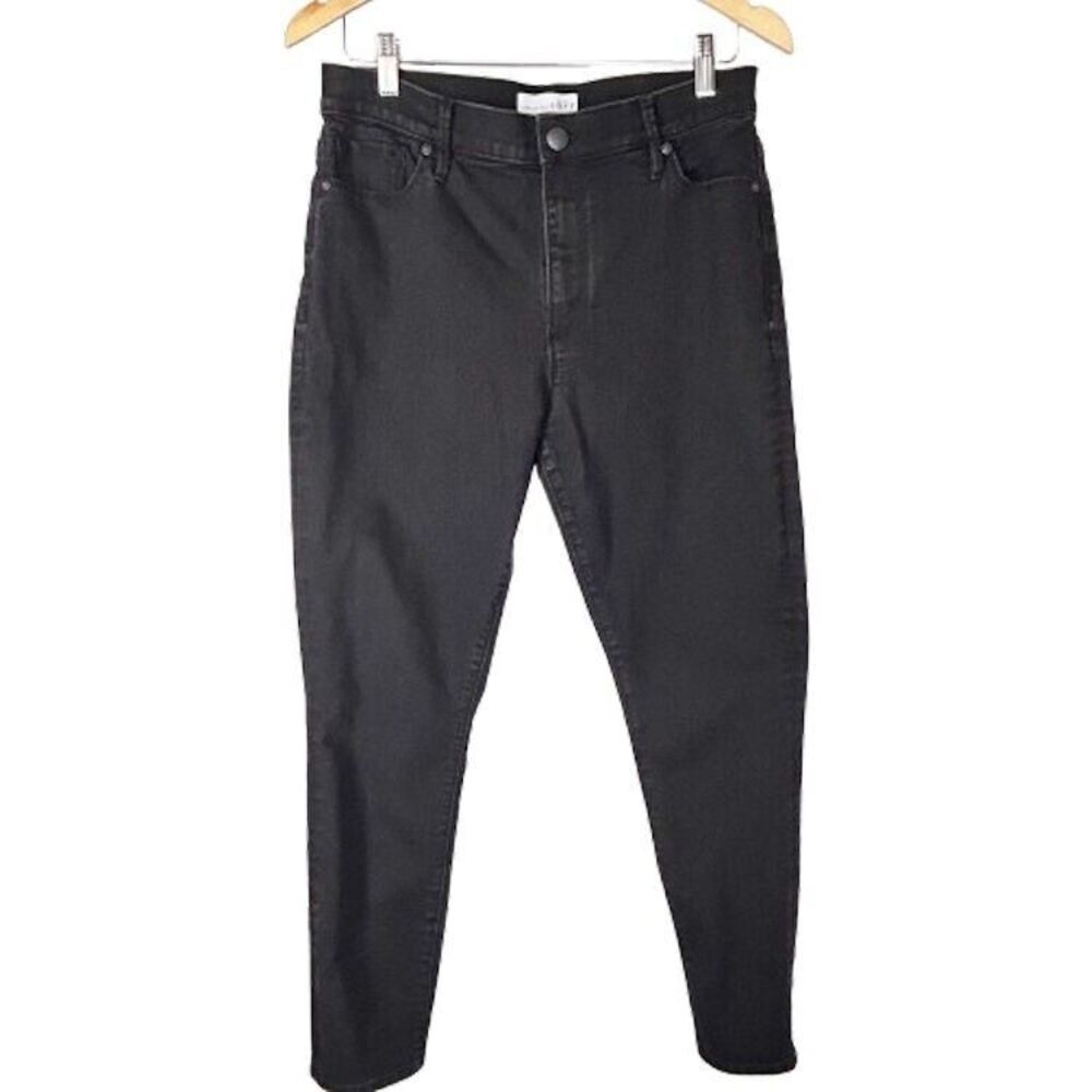 Ann Taylor Jeans Sz 10 Black Denim Modern High Waist Skinny Ankle Designer 30"